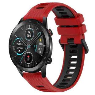 For Honor Magic Watch2 42mm 20mm Sports Two-Color Silicone Watch Band(Red+Black)