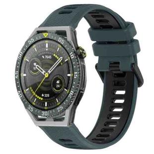 For Huawei Watch GT3 SE 22mm Sports Two-Color Silicone Watch Band(Olive Green+Black)