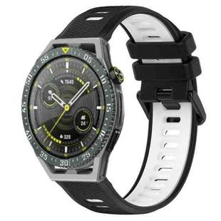 For Huawei Watch GT3 SE 22mm Sports Two-Color Silicone Watch Band(Black+White)