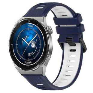 For Huawei Watch GT3 Pro 46mm 22mm Sports Two-Color Silicone Watch Band(Midnight Blue+White)