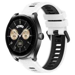 For Huawei Watch Buds 22mm Sports Two-Color Silicone Watch Band(White+Black)