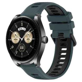 For Huawei Watch Buds 22mm Sports Two-Color Silicone Watch Band(Olive Green+Black)