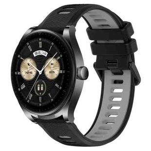 For Huawei Watch Buds 22mm Sports Two-Color Silicone Watch Band(Black+Grey)