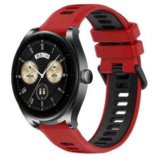 For Huawei Watch Buds 22mm Sports Two-Color Silicone Watch Band(Red+Black)