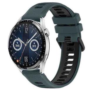 For Huawei Watch GT3 46mm 22mm Sports Two-Color Silicone Watch Band(Olive Green+Black)