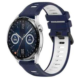 For Huawei Watch GT3 46mm 22mm Sports Two-Color Silicone Watch Band(Midnight Blue+White)