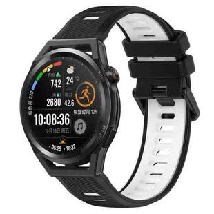 For Huawei Watch GT Runner 22mm Sports Two-Color Silicone Watch Band(Black+White)