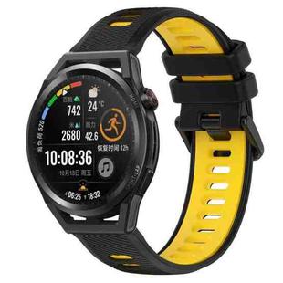 For Huawei Watch GT Runner 22mm Sports Two-Color Silicone Watch Band(Black+Yellow)