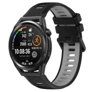 For Huawei Watch GT Runner 22mm Sports Two-Color Silicone Watch Band(Black+Grey)