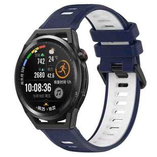 For Huawei Watch GT Runner 22mm Sports Two-Color Silicone Watch Band(Midnight Blue+White)