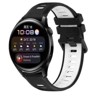 For Huawei Watch 3 22mm Sports Two-Color Silicone Watch Band(Black+White)