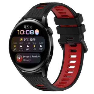 For Huawei Watch 3 22mm Sports Two-Color Silicone Watch Band(Black+Red)