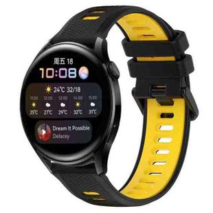 For Huawei Watch 3 22mm Sports Two-Color Silicone Watch Band(Black+Yellow)