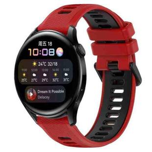 For Huawei Watch 3 22mm Sports Two-Color Silicone Watch Band(Red+Black)
