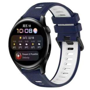 For Huawei Watch 3 22mm Sports Two-Color Silicone Watch Band(Midnight Blue+White)