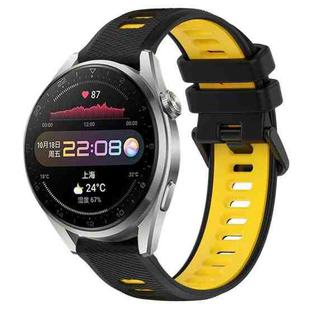 For Huawei Watch 3 Pro 22mm Sports Two-Color Silicone Watch Band(Black+Yellow)