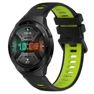 For Huawei Watch GT 2E 22mm Sports Two-Color Silicone Watch Band(Black+Green)