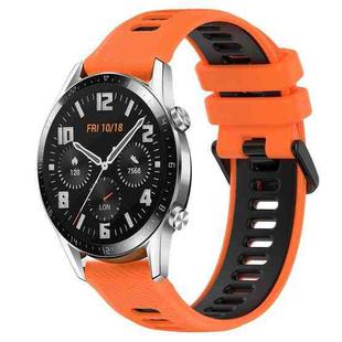 For Huawei GT2 46mm 22mm Sports Two-Color Silicone Watch Band(Orange+Black)