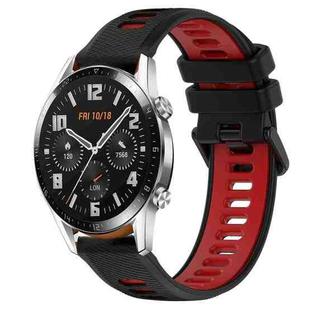 For Huawei GT2 46mm 22mm Sports Two-Color Silicone Watch Band(Black+Red)