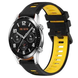 For Huawei GT2 46mm 22mm Sports Two-Color Silicone Watch Band(Black+Yellow)