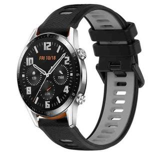 For Huawei GT2 46mm 22mm Sports Two-Color Silicone Watch Band(Black+Grey)