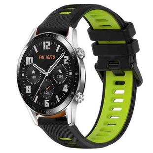 For Huawei GT2 46mm 22mm Sports Two-Color Silicone Watch Band(Black+Green)