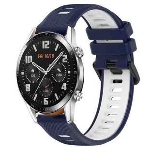 For Huawei GT2 46mm 22mm Sports Two-Color Silicone Watch Band(Midnight Blue+White)