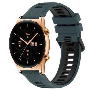 For Honor Watch GS 3 22mm Sports Two-Color Silicone Watch Band(Olive Green+Black)