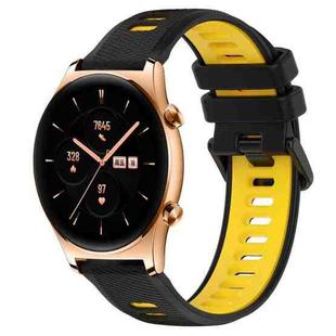 For Honor Watch GS 3 22mm Sports Two-Color Silicone Watch Band(Black+Yellow)
