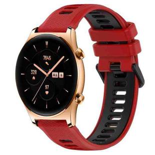 For Honor Watch GS 3 22mm Sports Two-Color Silicone Watch Band(Red+Black)