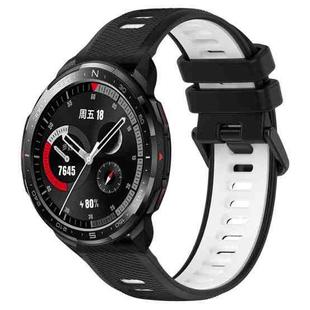For Honor Watch GS Pro 22mm Sports Two-Color Silicone Watch Band(Black+White)