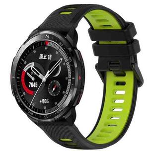 For Honor Watch GS Pro 22mm Sports Two-Color Silicone Watch Band(Black+Green)