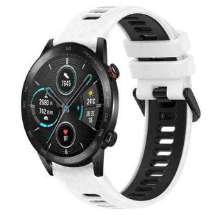 For Honor Magic Watch 2 46mm 22mm Sports Two-Color Silicone Watch Band(White+Black)