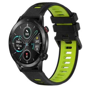 For Honor Magic Watch 2 46mm 22mm Sports Two-Color Silicone Watch Band(Black+Green)