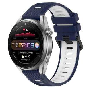 For Huawei Watch 3 Pro New 22mm Sports Two-Color Silicone Watch Band(Midnight Blue+White)