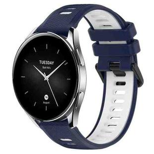 For Xiaomi Watch S2 46mm 22mm Sports Two-Color Silicone Watch Band(Midnight Blue+White)