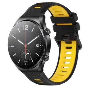For Xiaomi MI Watch S1 22mm Sports Two-Color Silicone Watch Band(Black+Yellow)