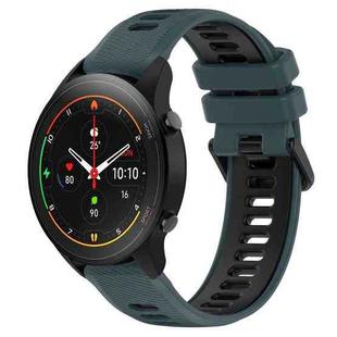 For Xiaomi MI Watch S1 Pro 22mm Sports Two-Color Silicone Watch Band(Olive Green+Black)