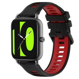 For  Xiaomi Haylou RS4 LS12 22mm Sports Two-Color Silicone Watch Band(Black+Red)