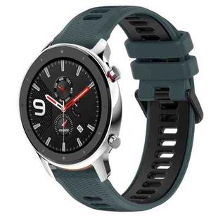 For Amazfit GTR 4 Pro 22MM Sports Two-Color Silicone Watch Band(Olive Green + Black)