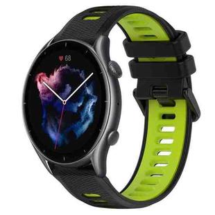 For Amazfit GTR 3 22MM Sports Two-Color Silicone Watch Band(Black+Green)