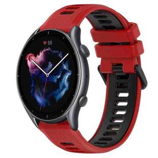 For Amazfit GTR 3 22MM Sports Two-Color Silicone Watch Band(Red+Black)