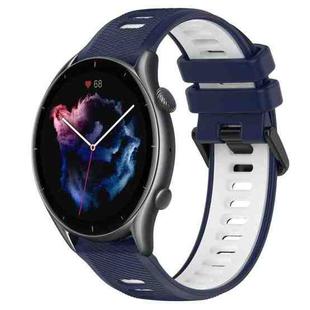 For Amazfit GTR 3 22MM Sports Two-Color Silicone Watch Band(Midnight Blue+White)