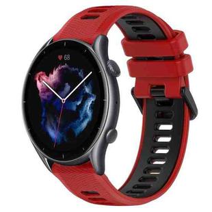 For Amazfit GTR 3 Pro 22MM Sports Two-Color Silicone Watch Band(Red+Black)