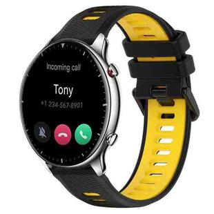 For Amazfit GTR 2 22MM Sports Two-Color Silicone Watch Band(Black+Yellow)