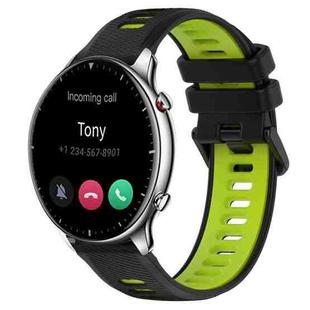 For Amazfit GTR 2 22MM Sports Two-Color Silicone Watch Band(Black+Green)