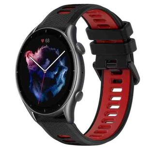 For Amazfit 3 22MM Sports Two-Color Silicone Watch Band(Black+Red)