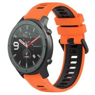 For Amazfit GTR 47mm 22MM Sports Two-Color Silicone Watch Band(Orange+Black)