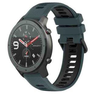 For Amazfit GTR 47mm 22MM Sports Two-Color Silicone Watch Band(Olive Green + Black)