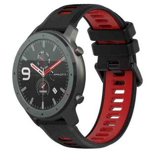 For Amazfit GTR 47mm 22MM Sports Two-Color Silicone Watch Band(Black+Red)